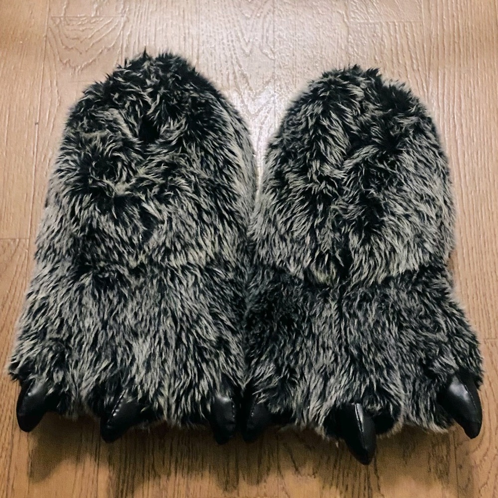 Fuzzy monster feet slippers